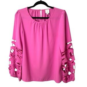 Joie Pink Blouse Long Cutout Sleeves Top  SZ L EUC